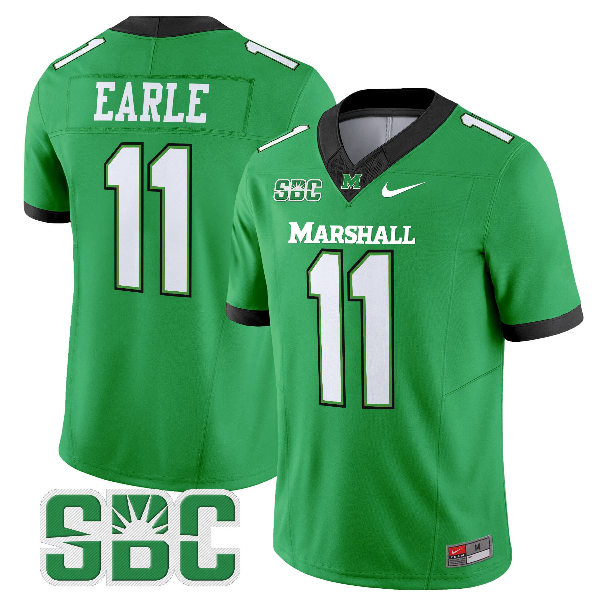 Men Marshall Thundering Herd #11 Earle Green Nike 2024 Vapor Limited NCAA Jersey style 1